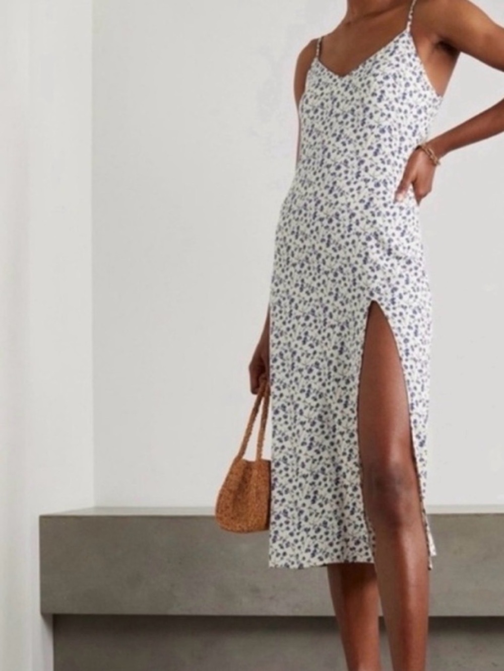 Reformation Crimini Floral Slip Dress with Side Slit